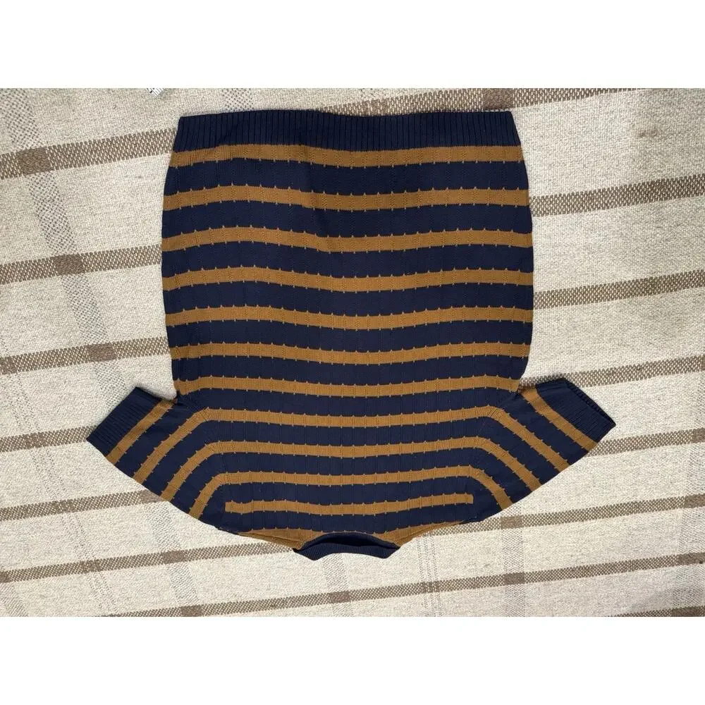 Percival Stine Knitted Polo Short Sleeve Sweater Shirt Men’s XL Navy Blue Tan